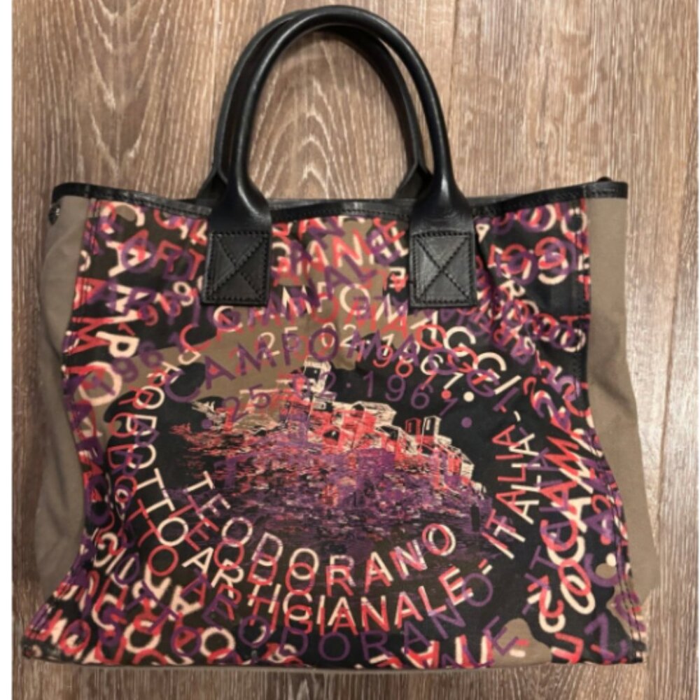 RARE!! GORGEOUS! CAMPOMAGGI TOTE TEODORANO 1961 Leather Canvas